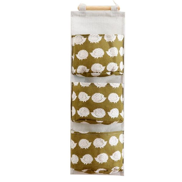storage boxes & bins ly wall mounted bag with 3 pockets linen fabric waterproof door closet hanging organizer for bedroom bathroom